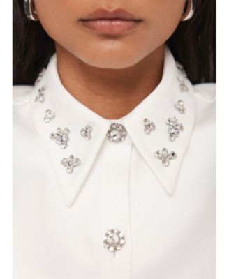 Women's Embellished Collar Cropped Shirt