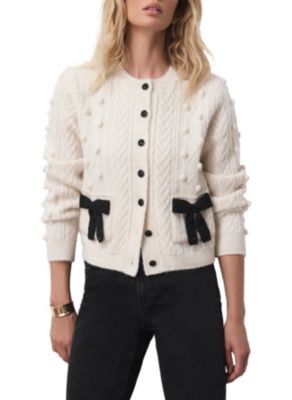 Women's Bow Detail Wool Blend Cardigan