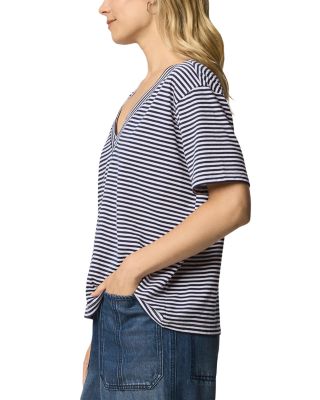 Kacey Striped V Neck Tee