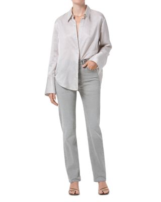 Zurie High Rise Straight Leg Jeans in Quartz Grey