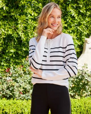 Henley Stripe Sweater