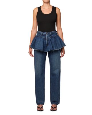 Peplum High Rise Straight Jeans in Peak