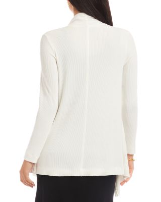 Ribbed Front Draped Cardigan