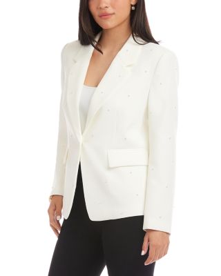 Faux Pearl Embellished Blazer