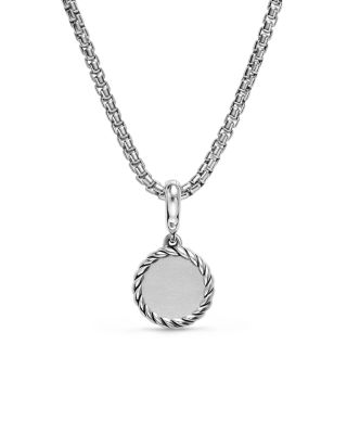 Evil Eye Amulet in Sterling Silver with Light Blue Sapphires, Black Diamonds and Diamonds, 12.6mm