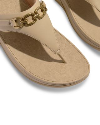 Women's Lulu Square Chain Leather Toe Post Sandals