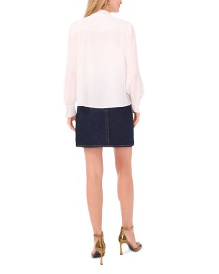 Front Tie And Pintuck Long Sleeve Top