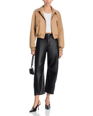 Faux Leather Barrel Leg Pants