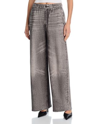 Mock Denim Wide Leg Pants