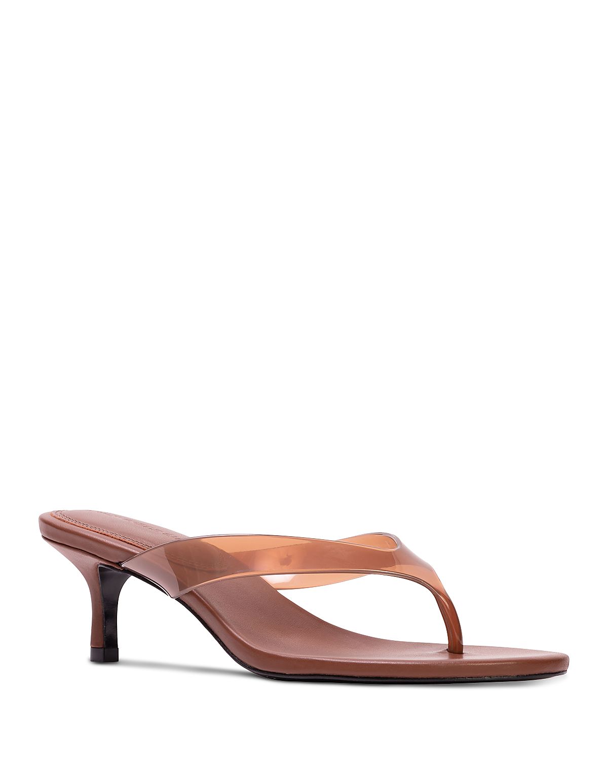 Black Suede Studio Women's Kitten Heel Thong Sandals