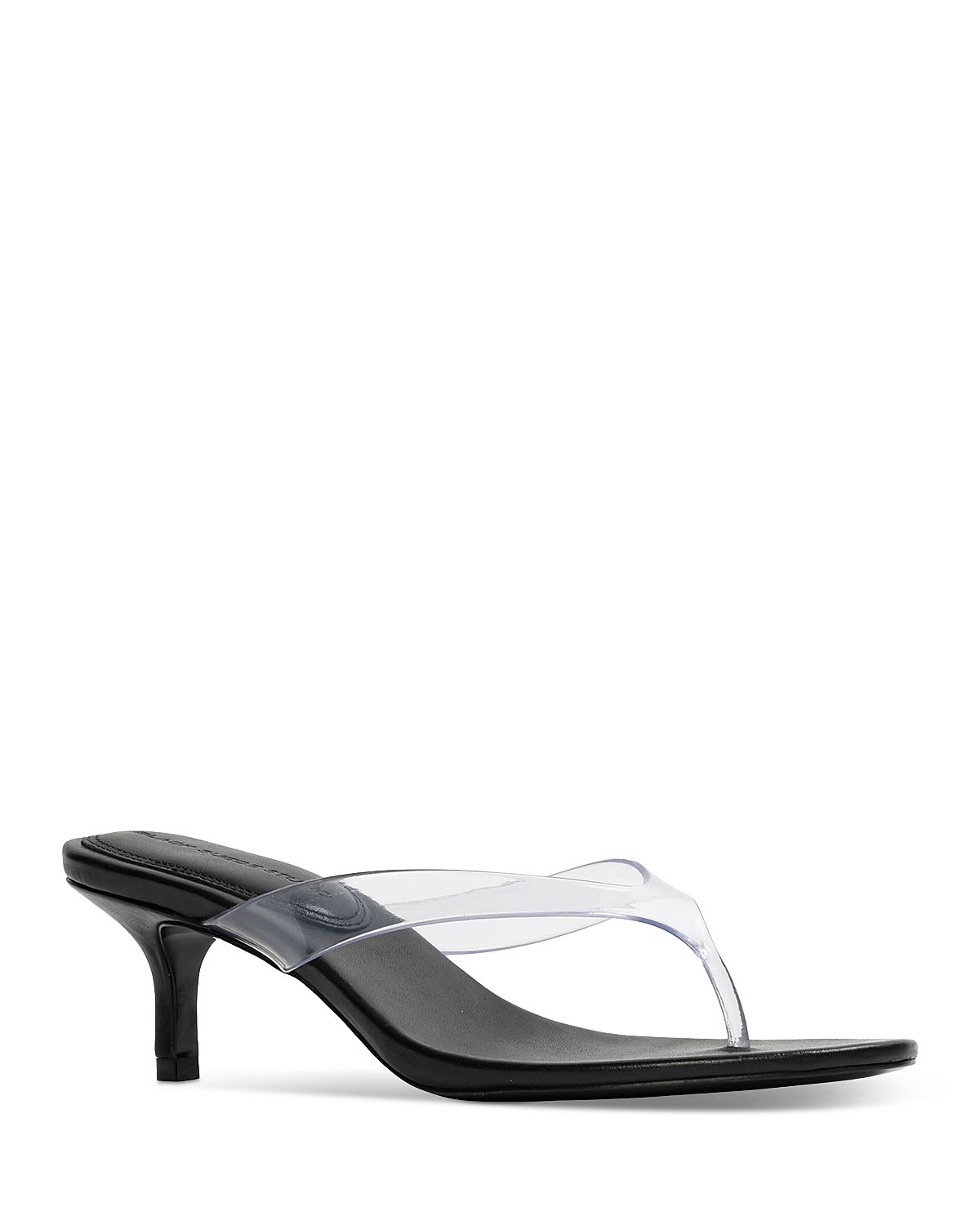 Black Suede Studio Women's Kitten Heel Thong Sandals