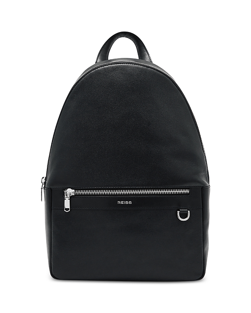 Reiss Micro Grain Leather Backpack In Black