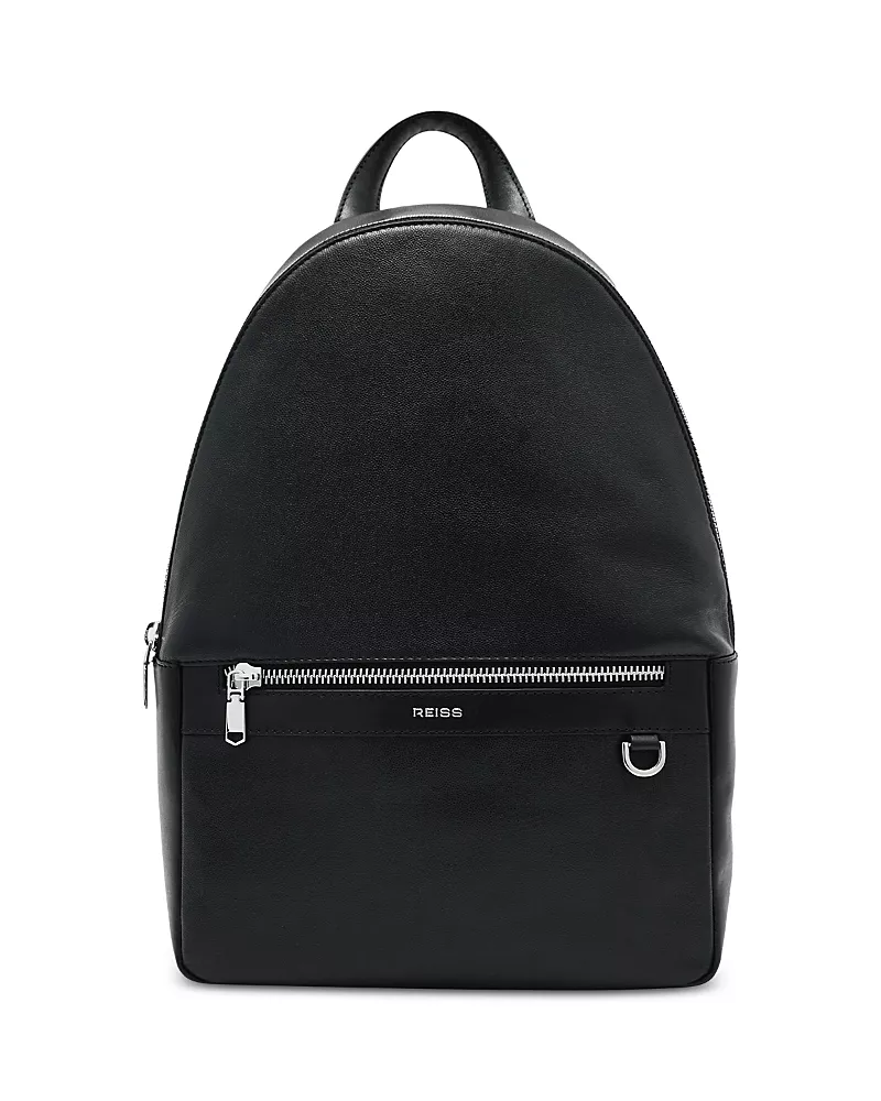 Reiss Micro Grain Leather Backpack