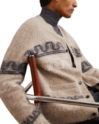 Fair Isle Detail Cardigan Sweater