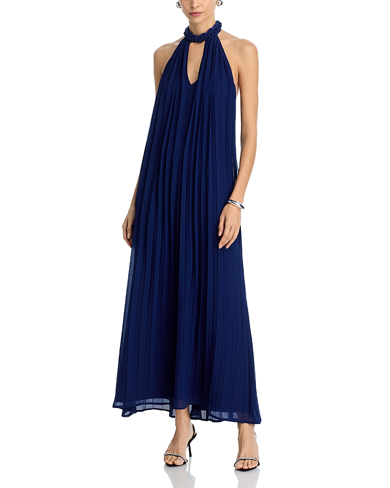 Aqua Pleated Maxi Dress - Exclusive