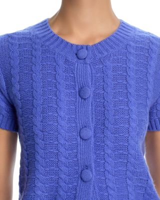 100% Cashmere Crewneck Cable Knit Cardigan Sweater - Exclusive