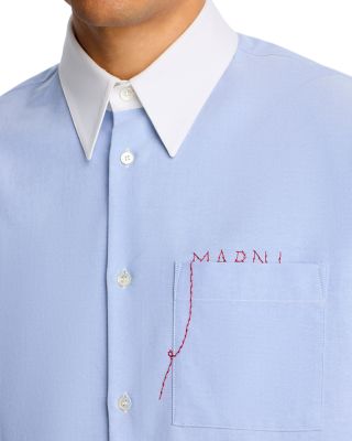 Contrast Collar Boxy Fit Casual Button Down Shirt