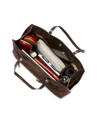 Large Suede Lounge Tote in Dark Brown