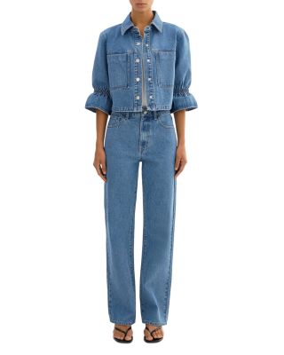 Ruffle Sleeve Denim Jacket