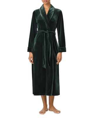Long Sleeve Velvet Shawl Collar Long Robe