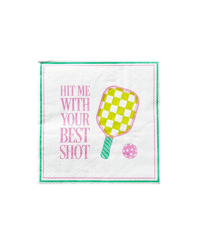 Jollity & Co Pickleball Social Club "hit Me With Your Best Shot" Paper Cocktail Napkins, Set Of 20 In Multi
