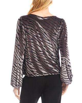 Blouson Sleeve Velvet Burnout Boatneck Top