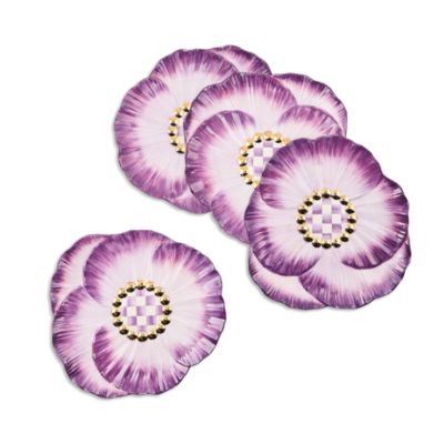 Pansy Party Ceramic Dessert Plates, Set of 4