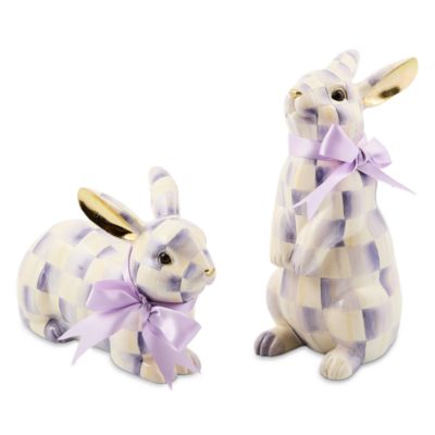 Violet Check Resting Bunny Figure