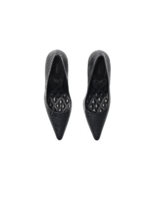 Women&#39;s Check Leather Dame High Pumps