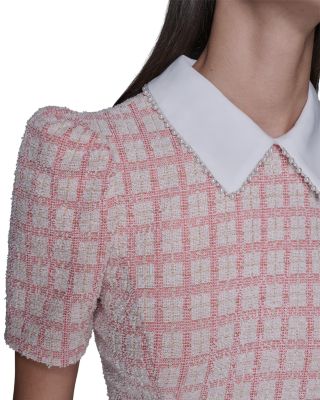 Short Puff Sleeve Tweed Dress