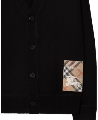  Unisex Check Label Wool Cardigan