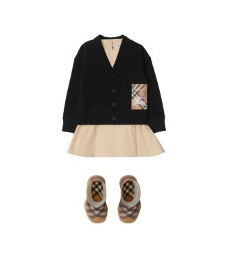  Check Label Wool Cardigan - Baby