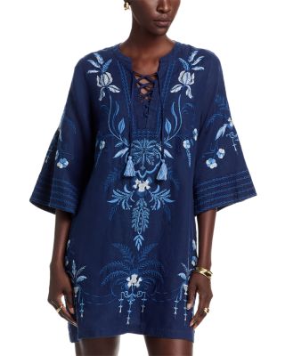 Linen Tie Front Kimono Dress