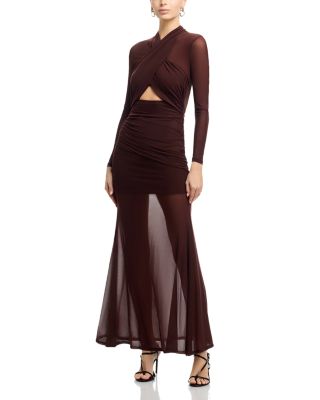 Veria Wrap Mesh Maxi Dress