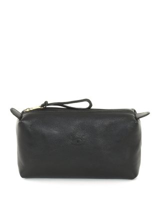 Il Bisonte Classic Leather Zip Pouch In Black