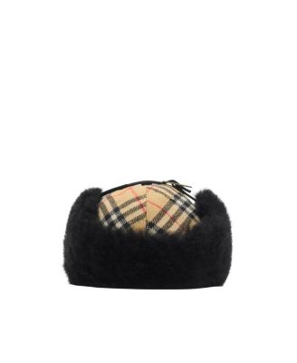 Check Wool Trapper Cap