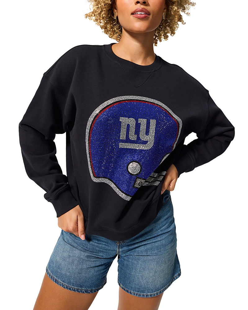 Terez Ny Giants Black 1961 Helmet Rhinestone Crewneck Sweatshirt
