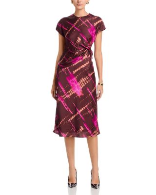 Area Stars Avery Draped Printed Satin Dress
