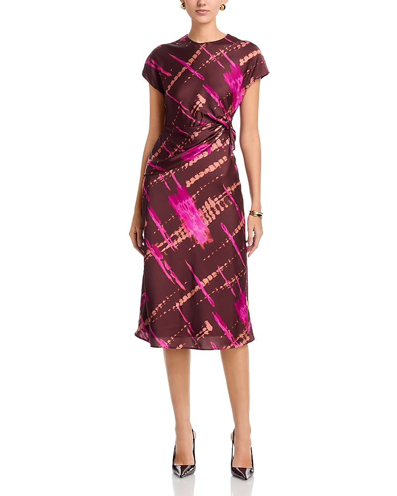 Area Stars Avery Draped Printed Satin Dress