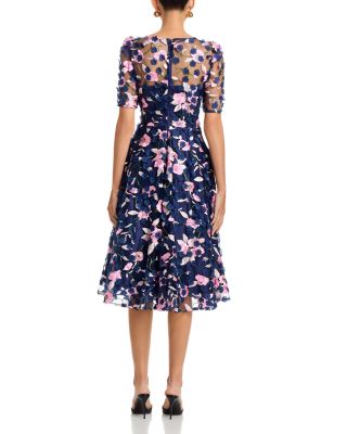 Floral Elbow Sleeve Short Dress