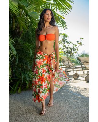 Jungle Blossoms Tie Wrap Skirt Swim Cover-Up