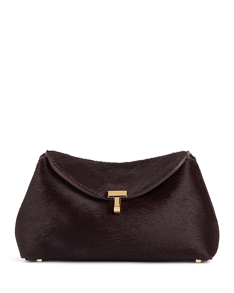 Totême Mini T-lock Calf Hair Clutch In Purple