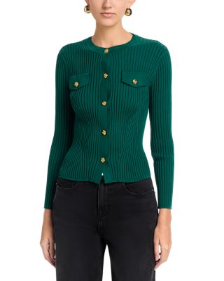 Nancy Yang Ribbed Cardigan In Green