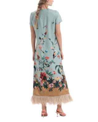 Silk Feather Trim Dress