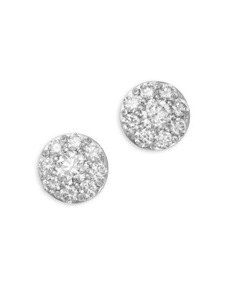 Diamond Cluster Stud Earrings in 14K White Gold, 1.50 tcw