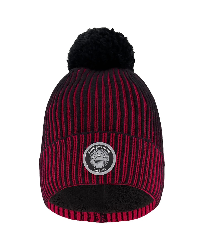 Deux Par Deux Boys' Lined Knit Pompom Hat - Little Kid, Big Kid In Burgundy