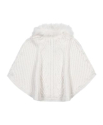 Girls&#39; Organic Cable Sweater Cape with Faux Fur - Little Kid, Big Kid