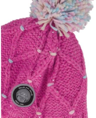  Girls' Lined Peruvian Knit Hat with Pompom - Little Kid, Big Kid