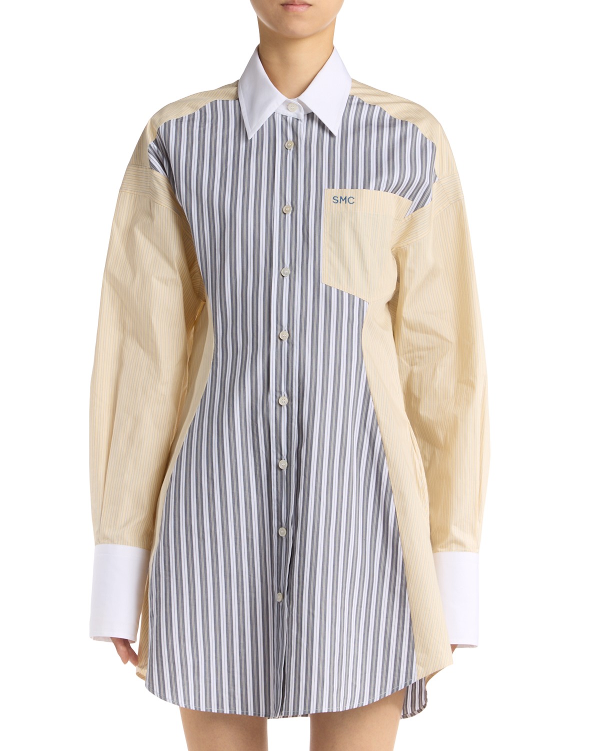 Stella McCartney Cotton Stripe Dress in Pale Yellow