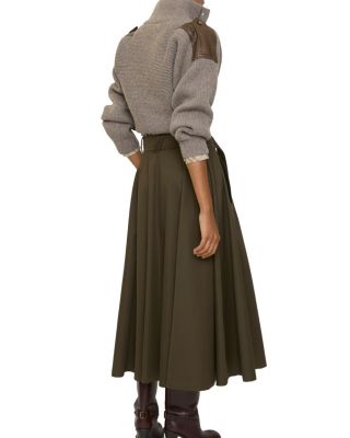  Gabardine Trench Midi Skirt